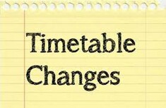 timetable changes on yellow paper